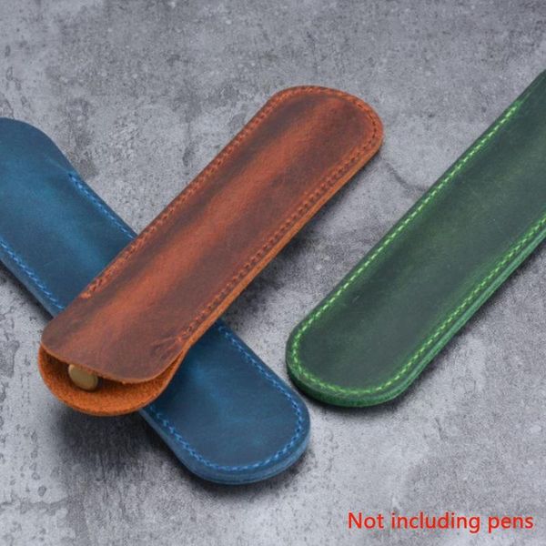 

1 pen bag leather handmade single pencil bag holder storage office stationery sleeve supplies q2u9