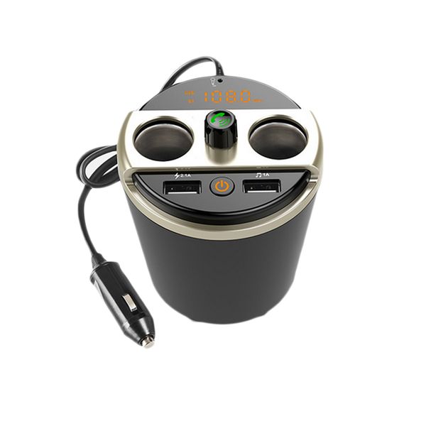 

cup shape bluetooth car music player fm transmitter modulator support u disk play with dual usb car charger adapter