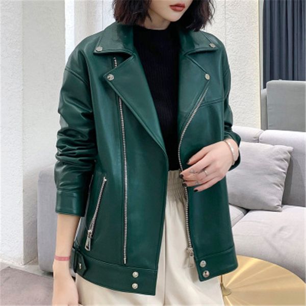 

2020 женщины весна подлинная real sheep leather jacket r5, Black