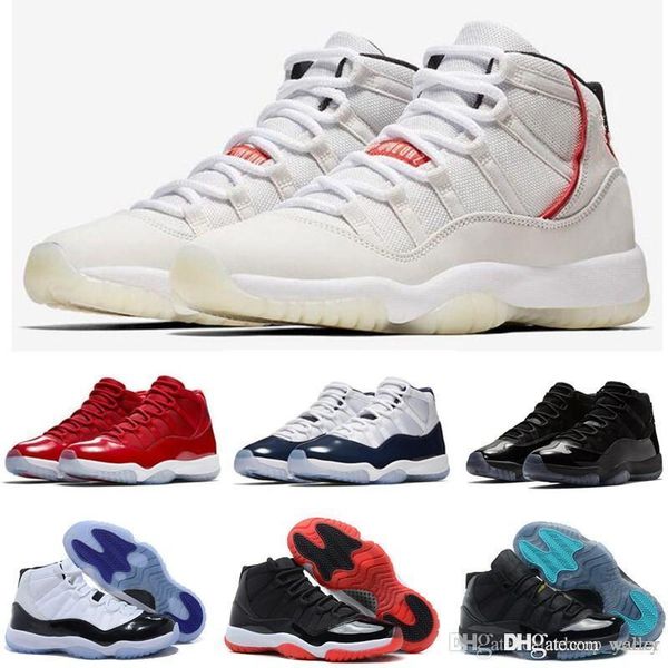 

11s mens basketball shoes 11 concord 45 platinum tint cap and gown men women gym red bred space jam designer sports sneakers 7-12
