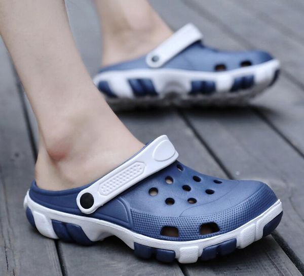 

beach shoes men's new casual hole shoes men's fashion korean garden non-slip thick bottom beach sandals, Blue;gray