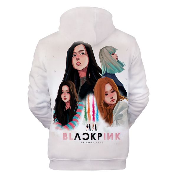 

women blackpink 3d designer hoodies hooded casual printed sweatshirts pullovers, Black