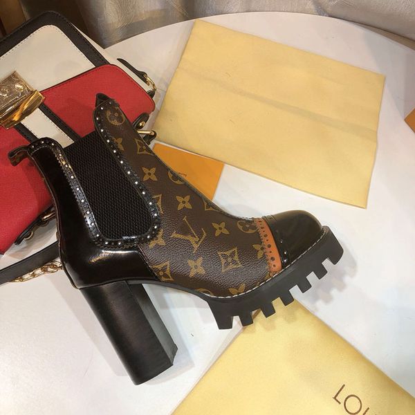 

Luxury de igner women hoe ankle boot printing leather and heavy duty ole fa hion cla ic ladie knight boot ize 34 42