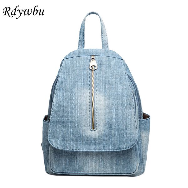 

rdywbu blue denim canvas backpack women bag pack big capacity school bag jeans travel bag rucksack knapsack b755 t200428