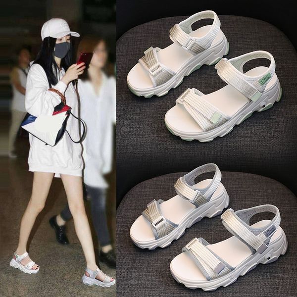 

sports women's sandals 2020 summer med with heel shoes muffins shoe clear heels suit female beige ladies medium thick, Black