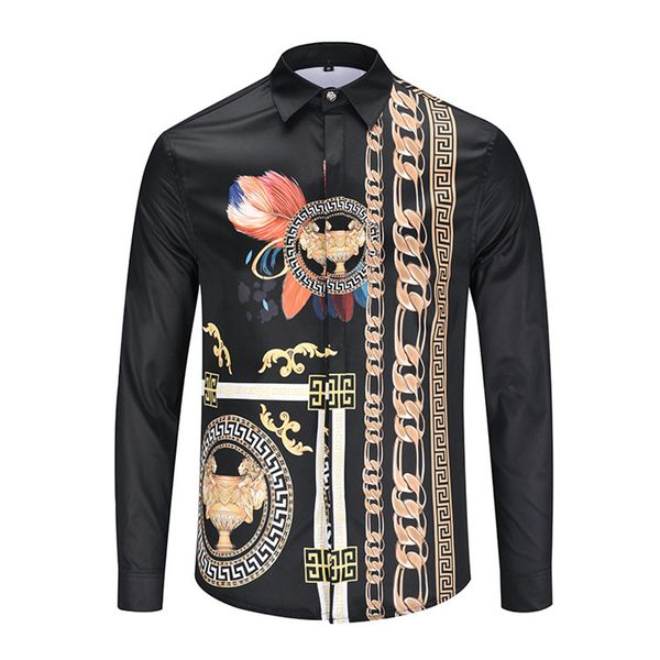 

2020 моды luxury мужские рубашки платья mens бизнес дизайнерские футболки harajuku повседневная рубашка мужчины medusa ретро необычные тонки, White;black