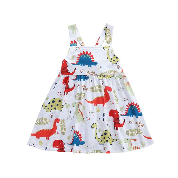 

pudcoco little girls summer dress cartoon cute dinosaur pattern sleeveless back straps princess dress 6m-4y, Red;yellow