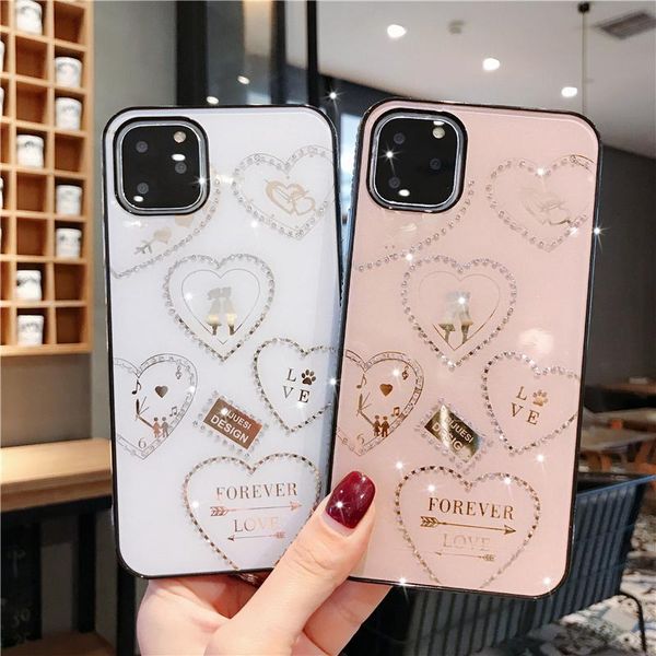 

for apple iphone 11 pro max xs x xr 6 7 8 plus case luxury diamond glitter love back cover case for iphone11 11pro phone shell