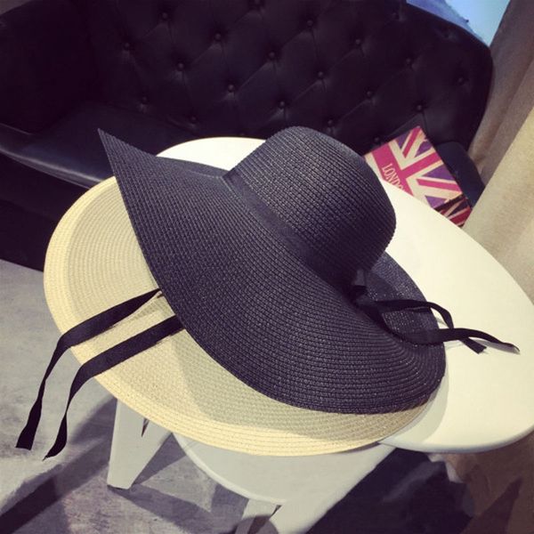 

горячие женщин широкий брим summer beach sun hat lady стро floppy (коричневый) перейти веревки