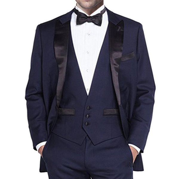 

navy blue prom men suits groom wedding wear man blazer slim fit terno masculino jacket 3pcs(jacket vest pant) b134, White;black