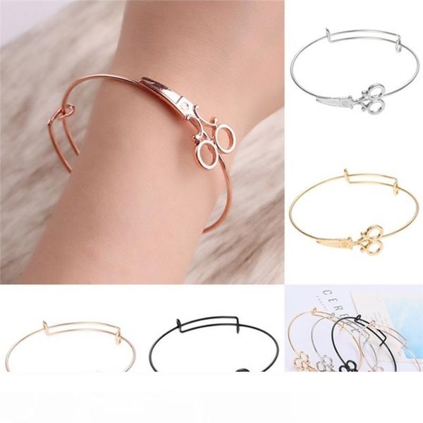 

scissors bracelets link long gold chain bracelets for women fashion simple scissors cuff bangle, Black