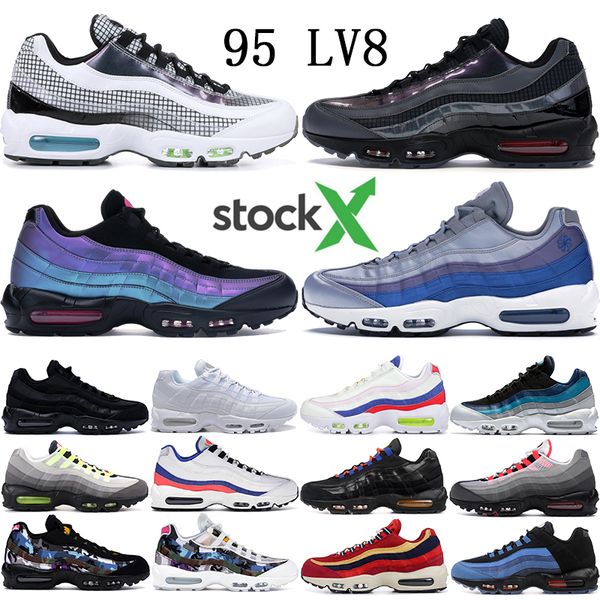 

stockx 95s lv8 triple black white lemon wash running shoes men women erdl party grape throwback future game time silver bullet sneakers