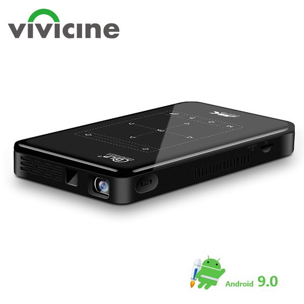

vivicine p09 android 9,0 модернизированный поддержка 4к мини-проектор, поддержка miracast ротацию movie proyector бимер с батареей