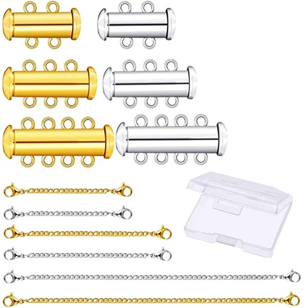 

slide buckle lock necklace connector layered necklace side buckle for layered bracelet diy jewelry access, Blue;slivery