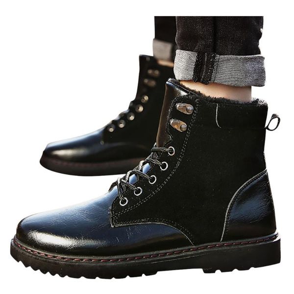 

men's autumn casual booties fashion motorcycle boots retro round boots, Black