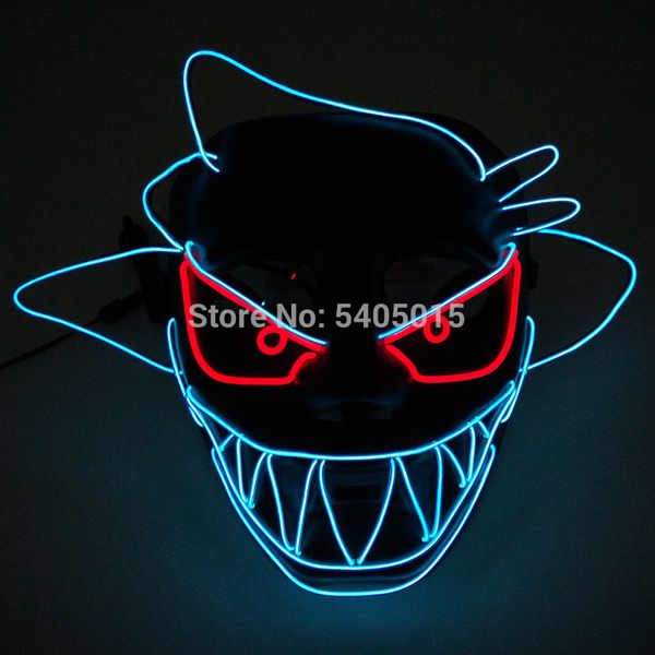 

new style el wire glowing mask festival cosplay costume glow party supplies halloween party mask with dc-3v driver