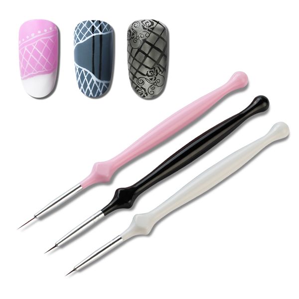 

ukiyo 3pieces/lot nail liner brush set 7mm 9mm 11mm nail art brushes drawing line uv gel polish acrylic pen manicure tools, Yellow