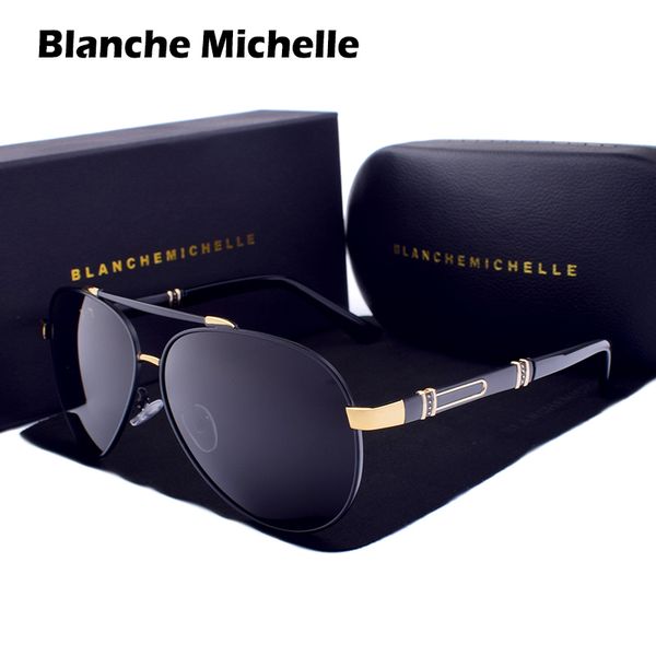 

blanche michelle pilot polarized sunglasses men 2019 brand mirror sun glasses driving uv400 alloy gafas de sol oculos with box y200420, White;black
