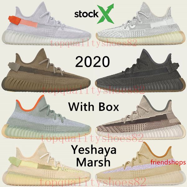 

2020 yeshaya marsh kanye west running shoes desert sage earth tail light flax v2 men women trainers designer sneakers with stock x 36-48