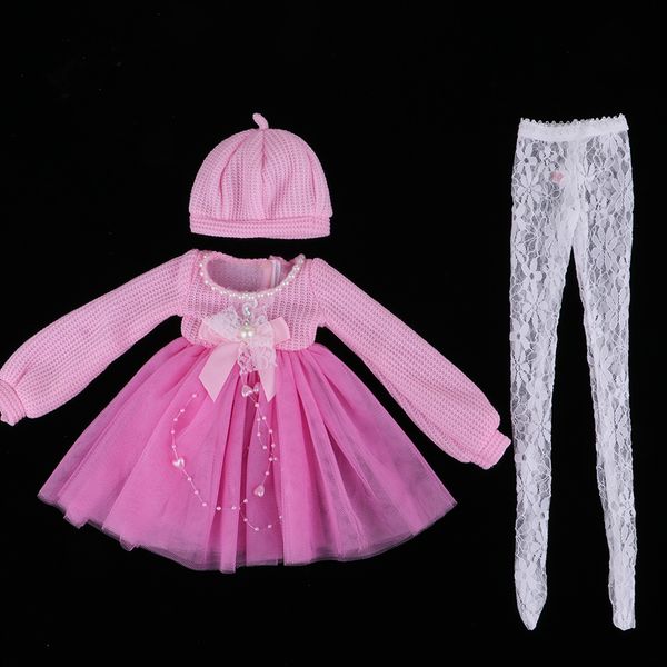 

charming girl doll clothing sweater gauzy dress set for 1/3 bjd, fit luts dod msd dollfie complete look accessories, pink
