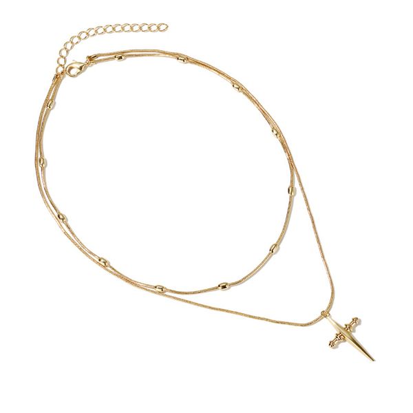 

lwong new gold color cross twisted chain choker necklace female hanging bead charms pendant chokers necklaces jewelry gifts boho, Silver