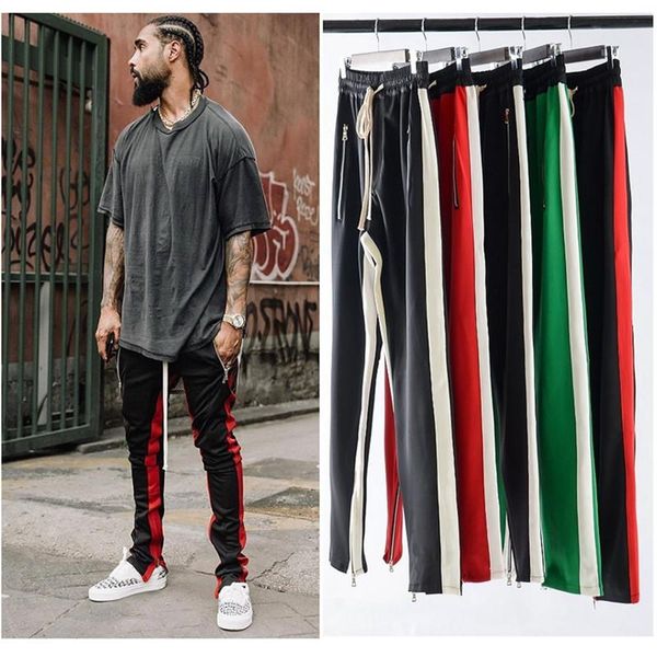 

mens pants fear of god fifth collection fog justin bieber side zipper casual sweatpants men hiphop jogger pants 6 style elegant s-2xl, Black