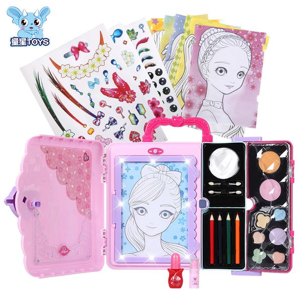 

дети косметика принцессы макияж kit set light окрашенный многофункциональный чертежной доске портативный косметический случай девушки игрушк