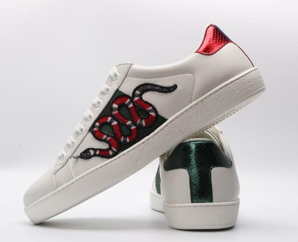 

with box 2019 fashion stripes green red embroidered sneakers ace black genuine leather men womens casual designer shoes size 35-46 c13