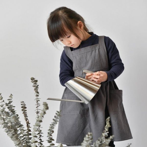 

2019 new children washed cotton linen apron kid draw antifouling sleeveless bib baby kitchen baking cake pinafore smocks dress