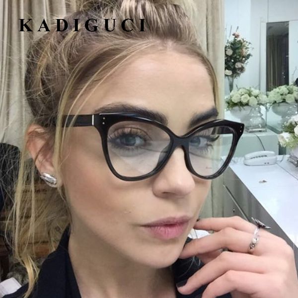 

kadiguci ladies cateye glasses frames men women rivet brand designer optical eyeglasses fashion computer glasses k408, Black