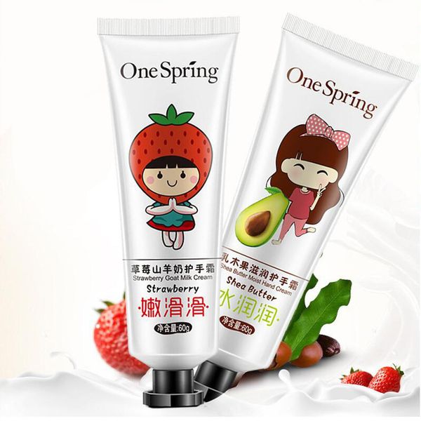 

strawberry fruit hand cream goat milk natural cream hand care filling water moisturizing nourish hand cream gel