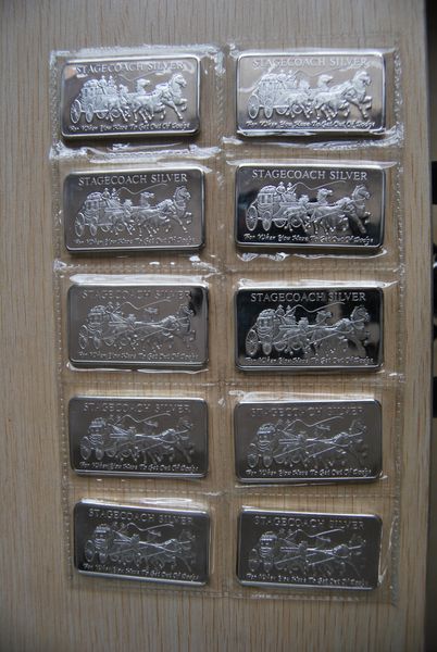 

1 oz american silver bar series - prospector trademark towne prospector apmex johnson matthey engelhard silver bars vacuum sealed packaging