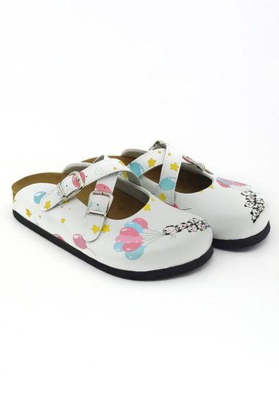 

panda balloon patterned chevron slippers, Black