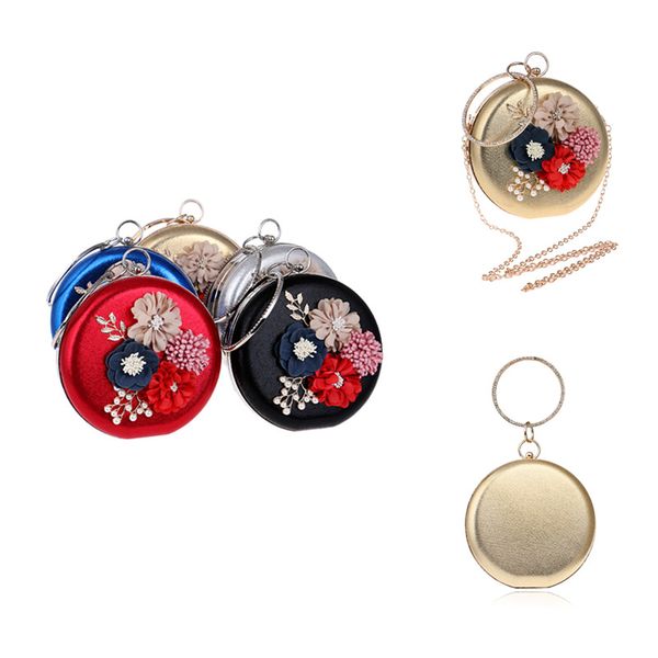 

fashion women flower circular shaped evening bags diamonds day clutches small rhinestones shoulder handbags mixed purse bag gift