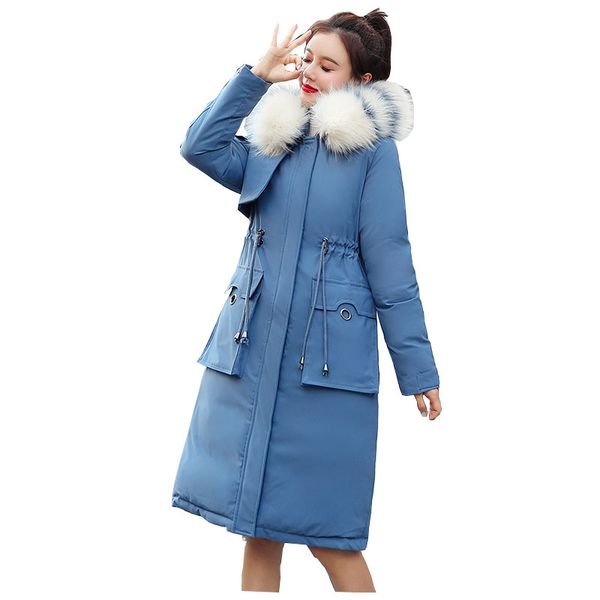 

long hooded fur coat bakery winter down coat women oversize jacket cotton padded wadded parkas wind breaker sleeves big pocket, Black