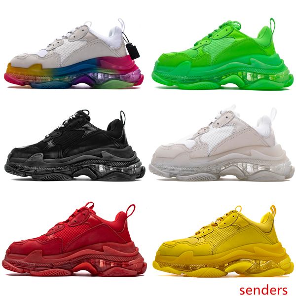 

2020 paris triple s clear sole green white crystal bottom mens designer low platform sneakers vintage women sports luxury dad casual shoes
