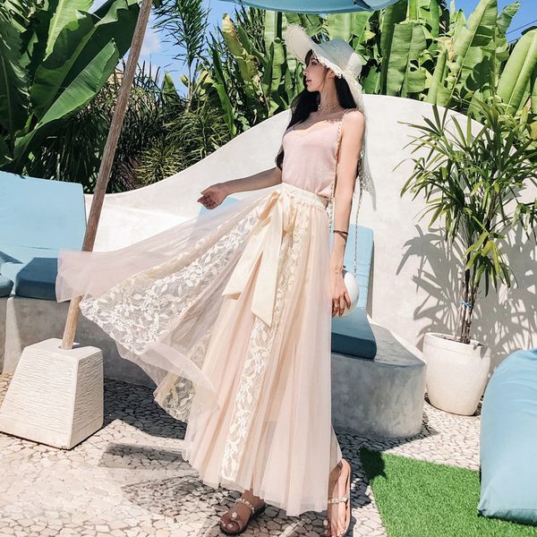 

пляж женщины юбки кружево дама юбки сплошная элегантная юбка, Black