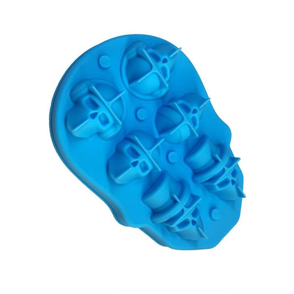 

6 cavities halloween silicone 3d skull shape mold ice ball cube tray with lid ice cube maker chocolate cake baking diy tools