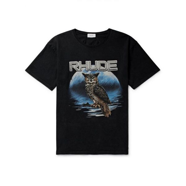 

2020 hip hop сша high quality summer los angeles rhude owl print tee скейтборд mens конструктора тенниски женщин street luxury casual tshirt, White;black