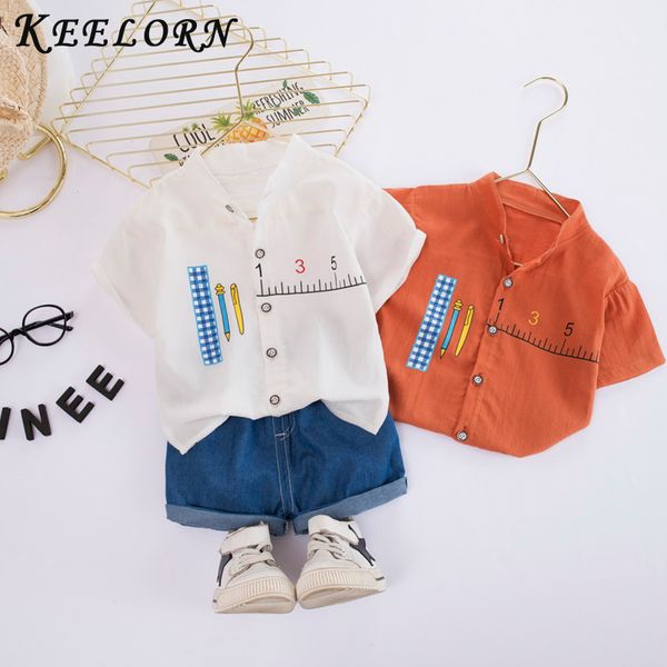 

keelorn baby clothing sets 2020 new fashion toddler boys cute outfit cool cartoon suits t-shirt and pants casual clothes set, White