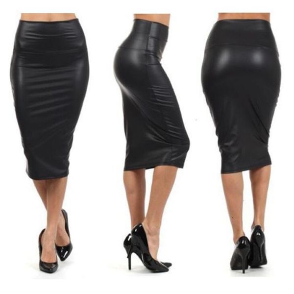 

юбки для женщин кожа юбка зима осень женщины midi юбка ol sexy тонкий stretch высокой талией искусственные элегантные дамы юбки 2 цвета, Black