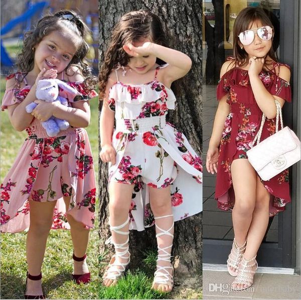 

baby girl dresses princess summer floral dress flowers printed dress suspender off shoulder dresses irregular beach vintage dress ayp5313, Red;yellow