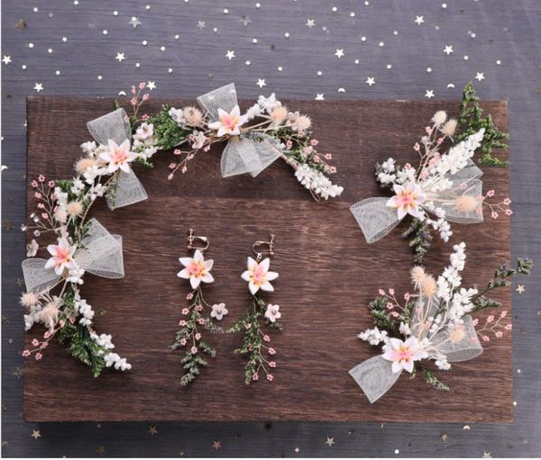 

цветок оголовье комплект невесты оголовье ручной работы волос группа невесты гирлянда, Silver