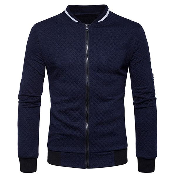 

men fashion quilted solid color stand collar long sleeve zip closure jacket coat 2019, Black;brown