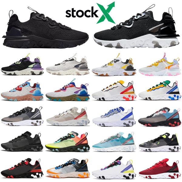 

react vision element 55 87 stock x running shoes for men women triple black athletic outdoor mens womens trainers sports sneakers runners