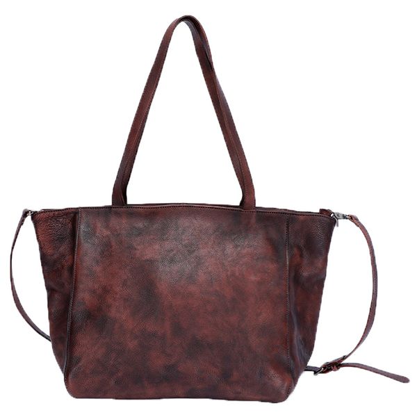 

fctossr literary retro casual shoulder bag head layer leather super large capacity leather tote bag women 2019 new