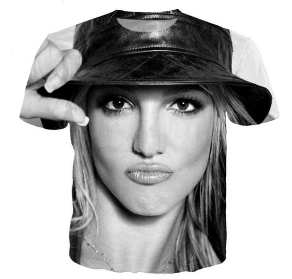 

2019 певица бритни спирс new hot fashion design футболка мужчины / women3d печатные футболки унисекс хип-хоп стиль футболка уличная одежда т, White;black