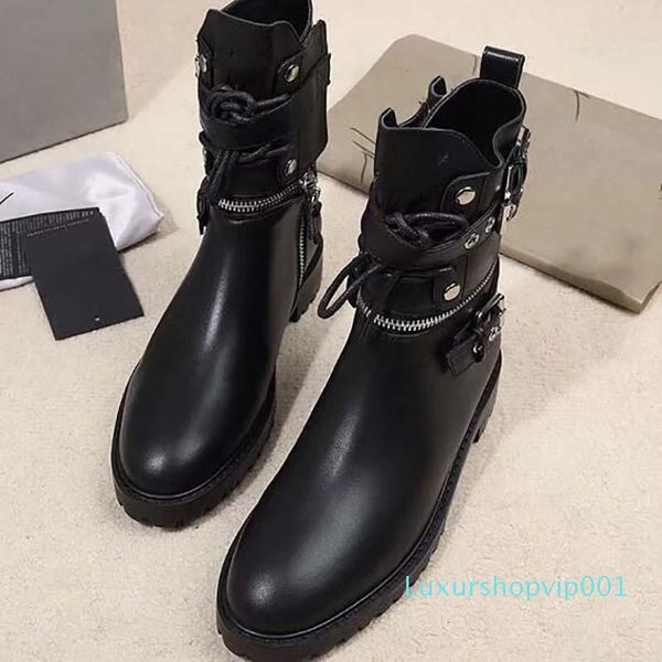 

34/41 genuine leather diamond rhinestone med heel short boots m matte black 01