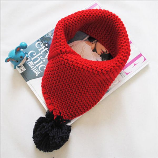 

7colors toddler baby kids boys girls neck ball knitted scarf winter warmer knitting wool scarves 2-6y, Red;brown