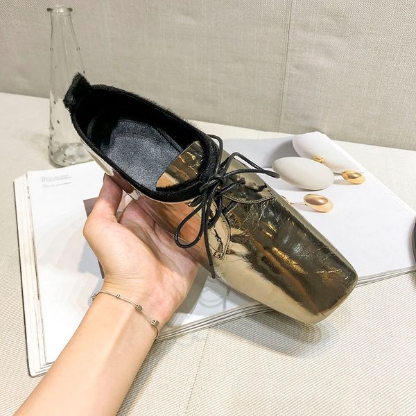 

flat shoes women's loafers genuine leather square head oxford shoes comfortable soft loafers women's casual, Black